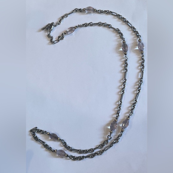 David Yurman Bijoux Bead 35” Figaro Chain Link Necklace Sterling Silver 18k - Picture 6 of 14